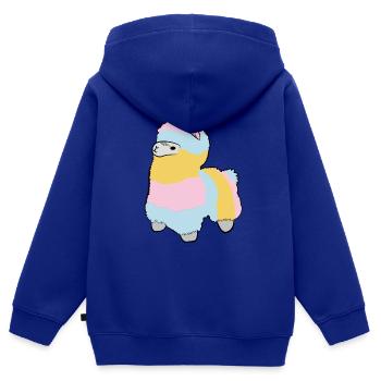 Lama Alpaka Motive Tier Mädchen pastellfarben pink - Kinder Premium Organic Zip Hoodie - Royalblau - Hinten - AI Model Kid Male (0cm)