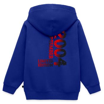 2004 September Limited Edition 19. Geburtstag Deko - Kinder Premium Organic Zip Hoodie - Royalblau - Hinten - AI Model Kid Male (0cm)