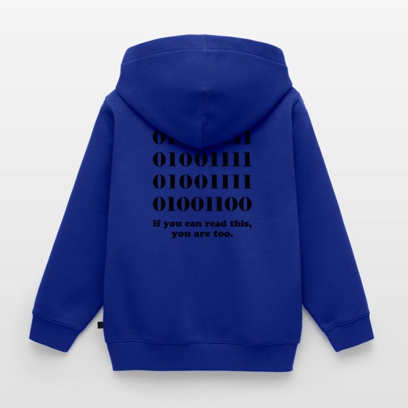 Computer binary code developers gift Kids Premium Organic Zip-up Hoodie