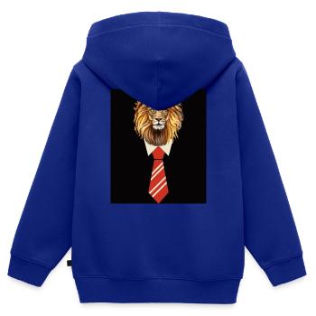 Löwen Designer T-Shirt - Kinder Premium Organic Zip Hoodie - Royalblau - Hinten - AI Model Kid Male (0cm)