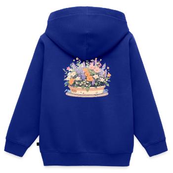 Fleurs, Bouquet, Fleur, Botanique, Jardin - Sweat Premium à capuche zippé enfant bio - bleu roi - Dos - AI Model Kid Male (0cm)