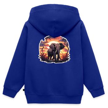 Elefant Elefanten Dickhäuter Tier Afrika Safari - Kinder Premium Organic Zip Hoodie - Royalblau - Hinten - AI Model Kid Male (0cm)