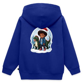 Dino Weihnachten Geschenkidee Kind und Kleinkind - Kinder Premium Organic Zip Hoodie - Royalblau - Hinten - AI Model Kid Male (0cm)