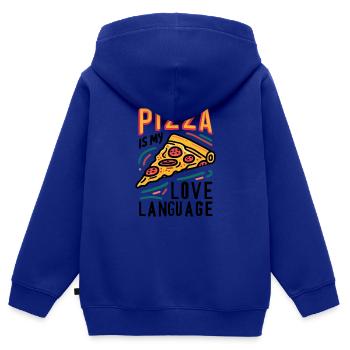 La pizza est mon langage d’amour - Sweat Premium à capuche zippé enfant bio - bleu roi - Dos - AI Model Kid Male (0cm)