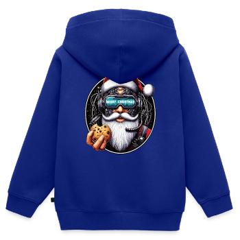 Weihnachtsmann Cyberpunk - Kinder Premium Organic Zip Hoodie - Royalblau - Hinten - AI Model Kid Male (0cm)