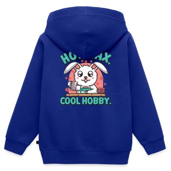 Cire chaude, passe-temps cool. - Sweat Premium à capuche zippé enfant bio - bleu roi - Dos - AI Model Kid Male (0cm)