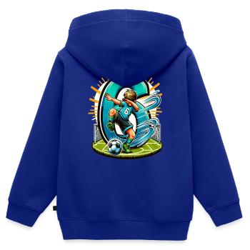 6 Jahre Alter Junge Fußball Geburtstag - Kinder Premium Organic Zip Hoodie - Royalblau - Hinten - AI Model Kid Male (0cm)