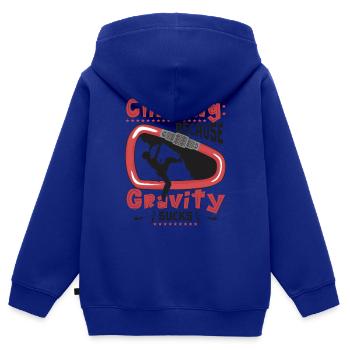 Klettern: Weil die Schwerkraft ist - Kinder Premium Organic Zip Hoodie - Royalblau - Hinten - AI Model Kid Male (0cm)