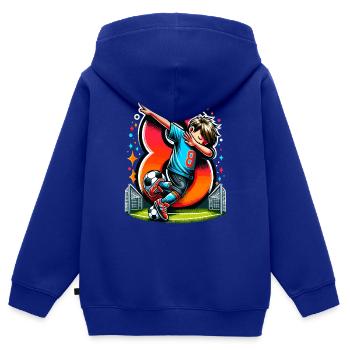 8 Jahre Alter Junge Fußball Geburtstag Idee - Kinder Premium Organic Zip Hoodie - Royalblau - Hinten - AI Model Kid Male (0cm)