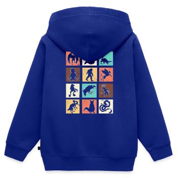 Monstres cryptides - Sweat Premium à capuche zippé enfant bio - bleu roi - Dos - AI Model Kid Male (0cm)