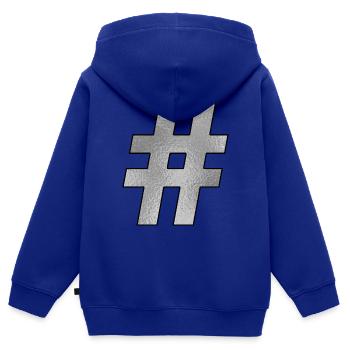 Hashtag Silver - Kids Premium Organic Zip-up Hoodie - royal blue - Back - AI Model Kid Male (0cm)