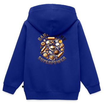 Baking Superpower Bäcker Nachtisch Konditor - Kinder Premium Organic Zip Hoodie - Royalblau - Hinten - AI Model Kid Male (0cm)