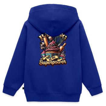 Baking Superpower Bäcker Nachtisch Konditor - Kinder Premium Organic Zip Hoodie - Royalblau - Hinten - AI Model Kid Male (0cm)