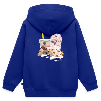 Biscuits et lait - Sweat Premium à capuche zippé enfant bio - bleu roi - Dos - AI Model Kid Male (0cm)