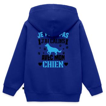 Ich kann nicht mit meinem Hund kuscheln - Kinder Premium Organic Zip Hoodie - Royalblau - Hinten - AI Model Kid Male (0cm)