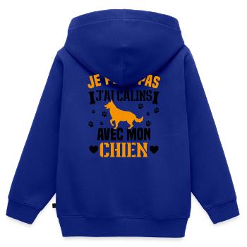 Ich kann nicht mit meinem Hundehumor kuscheln - Kinder Premium Organic Zip Hoodie - Royalblau - Hinten - AI Model Kid Male (0cm)