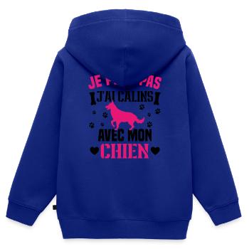 Ich kann nicht mit meinem Hundehumor kuscheln - Kinder Premium Organic Zip Hoodie - Royalblau - Hinten - AI Model Kid Male (0cm)