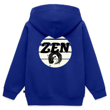 Zen - Sweat Premium à capuche zippé enfant bio - bleu roi - Dos - AI Model Kid Male (0cm)