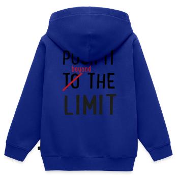 Poussez-le à la limite - Sweat Premium à capuche zippé enfant bio - bleu roi - Dos - AI Model Kid Male (0cm)