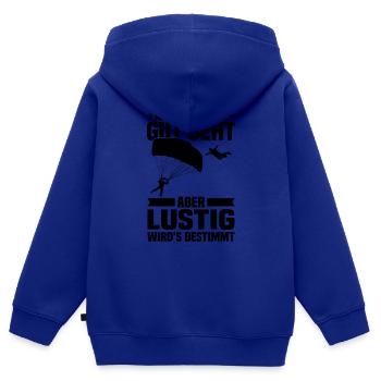 Keine ahnung ob's gut geht Fallschirmspringer - Kinder Premium Organic Zip Hoodie - Royalblau - Hinten - AI Model Kid Male (0cm)