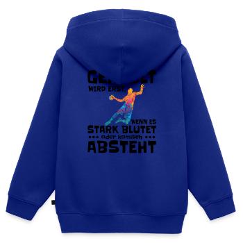 Jeu de handball sanglant - Sweat Premium à capuche zippé enfant bio - bleu roi - Dos - AI Model Kid Male (0cm)