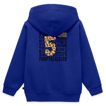 5.Klasse - Kinder Premium Organic Zip Hoodie - Royalblau - Hinten - AI Model Kid Male (0cm)