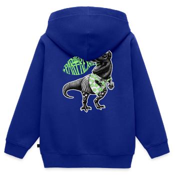 Par T Rex gruen - Kinder Premium Organic Zip Hoodie - Royalblau - Hinten - AI Model Kid Male (0cm)