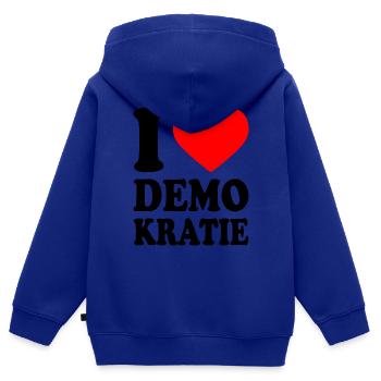 i love demokratie - Kinder Premium Organic Zip Hoodie - Royalblau - Hinten - AI Model Kid Male (0cm)