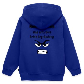 Nein heißt Nein!! - Kinder Premium Organic Zip Hoodie - Royalblau - Hinten - AI Model Kid Male (0cm)