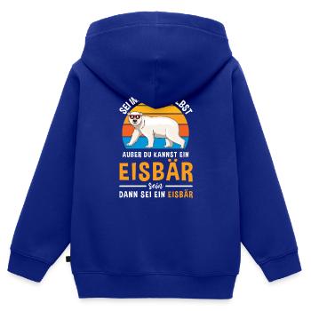Eisbär Bär Kopf Nordpol Raubtier Eisbär - Kinder Premium Organic Zip Hoodie - Royalblau - Hinten - AI Model Kid Male (0cm)