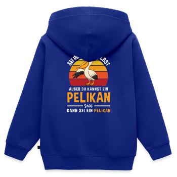 Wasservogel Retro Pelikan Motiv - Kinder Premium Organic Zip Hoodie - Royalblau - Hinten - AI Model Kid Male (0cm)
