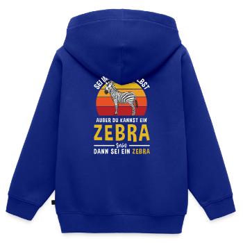 Afrika Zebrastreifen Pferd Tier Zebra - Kinder Premium Organic Zip Hoodie - Royalblau - Hinten - AI Model Kid Male (0cm)
