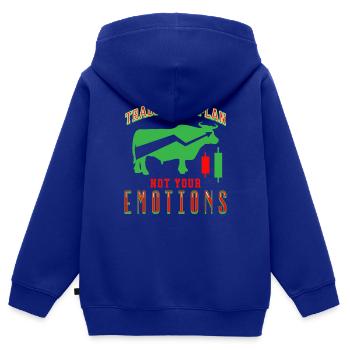 Tradez votre plan, pas vos émotions Marché boursier - Sweat Premium à capuche zippé enfant bio - bleu roi - Dos - AI Model Kid Male (0cm)
