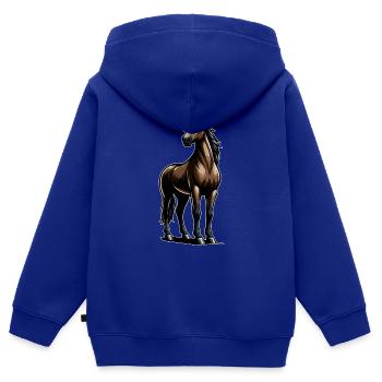 Pferd mit Sonnenbrille in Comicstyle - Kinder Premium Organic Zip Hoodie - Royalblau - Hinten - AI Model Kid Male (0cm)