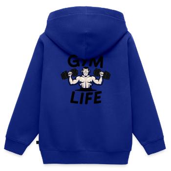LEBEN IM FITNESSSTUDIO - Kinder Premium Organic Zip Hoodie - Royalblau - Hinten - AI Model Kid Male (0cm)