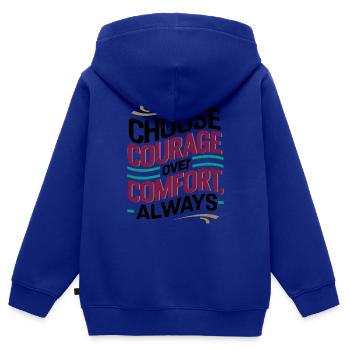 Mut statt Bequemlichkeit: Inspirierende digitale Kunst - Kinder Premium Organic Zip Hoodie - Royalblau - Hinten - AI Model Kid Male (0cm)