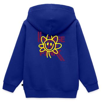 HORSE LOVE PINK SMILE - Kinder Premium Organic Zip Hoodie - Royalblau - Hinten - AI Model Kid Male (0cm)
