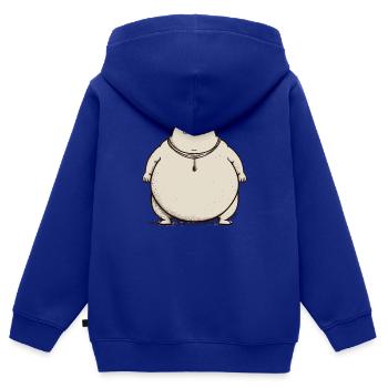 Großer dicker Sumo-Kröten-Frosch, Sumo Ringer - Kinder Premium Organic Zip Hoodie - Royalblau - Hinten - AI Model Kid Male (0cm)