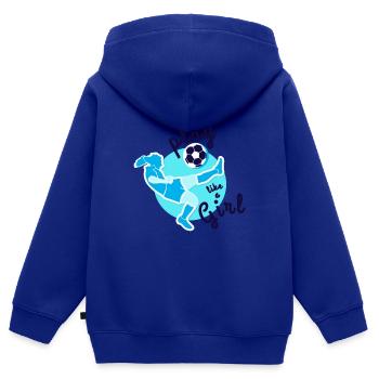 Frauenfußball - Kinder Premium Organic Zip Hoodie - Royalblau - Hinten - AI Model Kid Male (0cm)