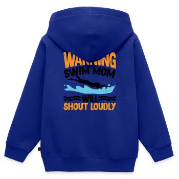 Warning Swim Mom Will Shout Loudly 7 - Kinder Premium Organic Zip Hoodie - Royalblau - Hinten - AI Model Kid Male (0cm)