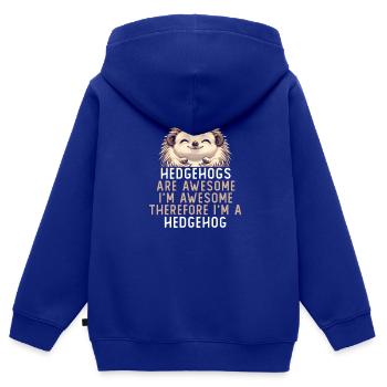 Les hérissons sont géniaux - Sweat Premium à capuche zippé enfant bio - bleu roi - Dos - AI Model Kid Male (0cm)