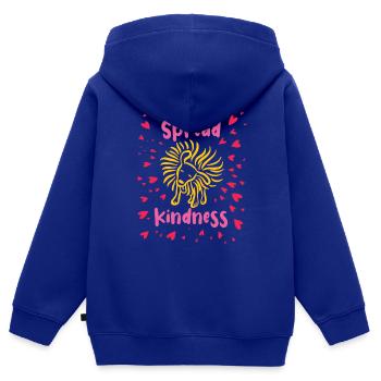 Spread Kindness - Hund schüttelt sich - Herzen - Kinder Premium Organic Zip Hoodie - Royalblau - Hinten - AI Model Kid Male (0cm)