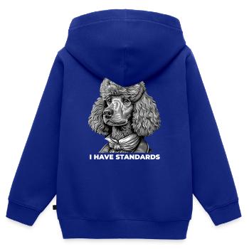 I Have Standards - Kinder Premium Organic Zip Hoodie - Royalblau - Hinten - AI Model Kid Male (0cm)