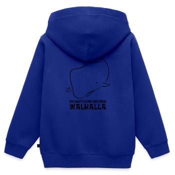 Wo geht's denn hier nach Walhalla - Wal - Spruch - Kinder Premium Organic Zip Hoodie - Royalblau - Hinten - AI Model Kid Male (0cm)