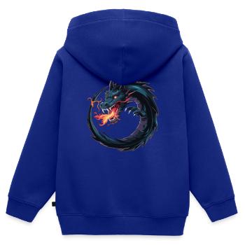 FEUER IM DRACHEN - Kinder Premium Organic Zip Hoodie - Royalblau - Hinten - AI Model Kid Male (0cm)