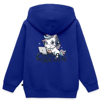 LICORNE DU CODAGE - Sweat Premium à capuche zippé enfant bio - bleu roi - Dos - AI Model Kid Male (0cm)