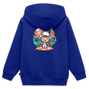 Petit astronaute mignon sur une île en vacances - Sweat Premium à capuche zippé enfant bio - bleu roi - Dos - AI Model Kid Male (0cm)