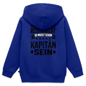 Kapitän - Kinder Premium Organic Zip Hoodie - Royalblau - Hinten - AI Model Kid Male (0cm)