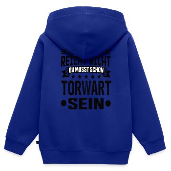 Torwart - Kinder Premium Organic Zip Hoodie - Royalblau - Hinten - AI Model Kid Male (0cm)