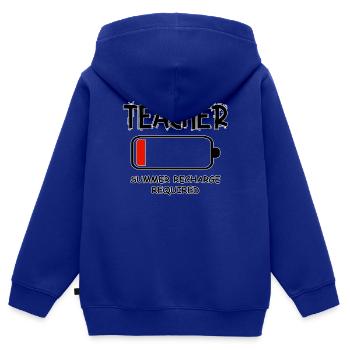 Batterie d’enseignant vide en été - Sweat Premium à capuche zippé enfant bio - bleu roi - Dos - AI Model Kid Male (0cm)
